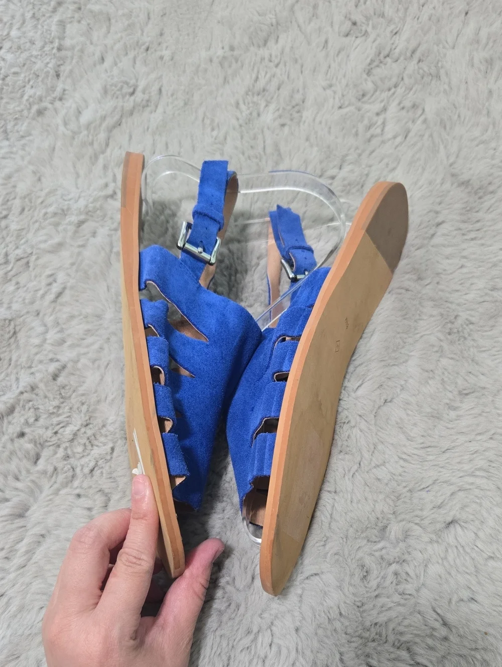 Halogen Jannie Cutout blue suede Slingback Sandals size 8.5